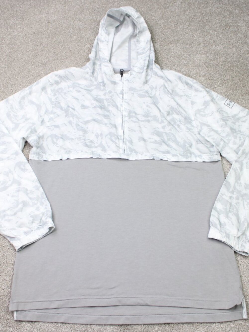 Under Armour Sportstyle Anorak Jacket Mens 2XL White/Gray Fitted Hooded 1/4 Zip